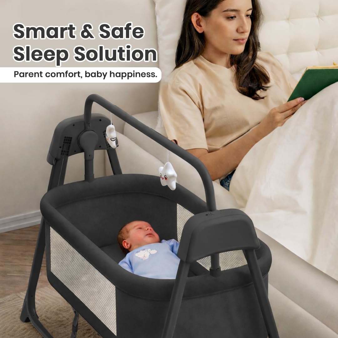 Wonder Mother Premium Electric Baby Cradle Swing - Bluetooth & Remote Control Palna Jhula with Custom Swing Time, Adjustable 5-Speeds, Automatic Swing