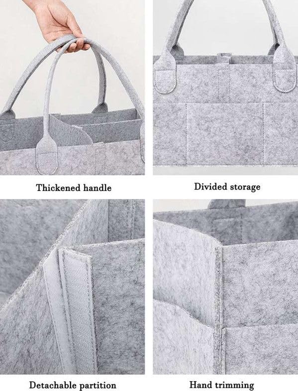 Wonder Mother Storage Organizer Caddy Nappies Bag for Mother Stylish Nursery Basket for All Newborn Baby Products - Grey