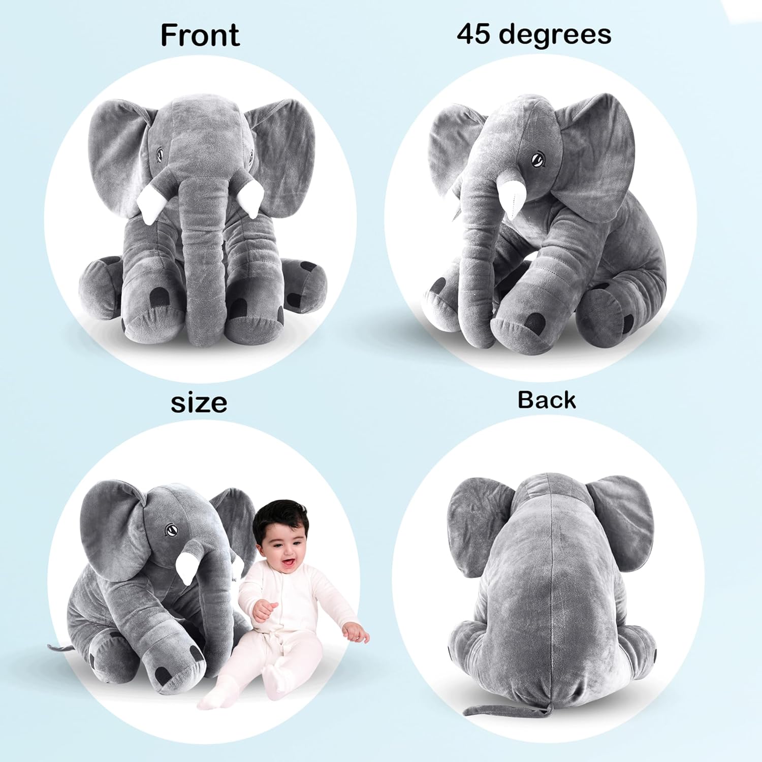 Wonder Mother Big Size Fibre Filled Stuffed Animal Elephant Soft Toy for Kids of Plush Hugging Soft Toy for Kids boy Girl Birthday Gift